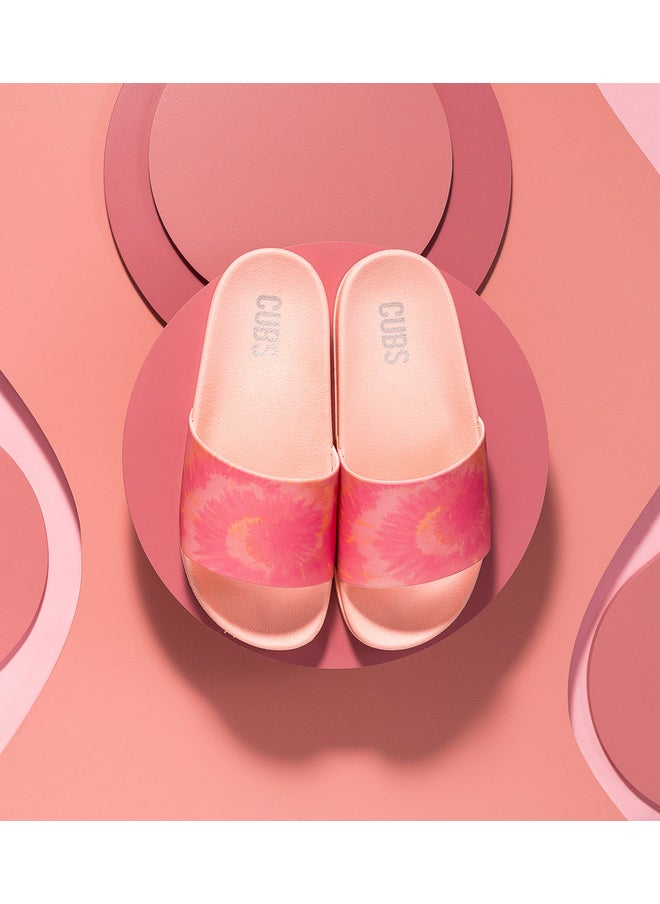 CUBS - Tie Dyed Everyday Wear Eco-Friendly Pvc Slides For Girls Lightweight Easy To Wash And Anti-Slip Soles - Image 1