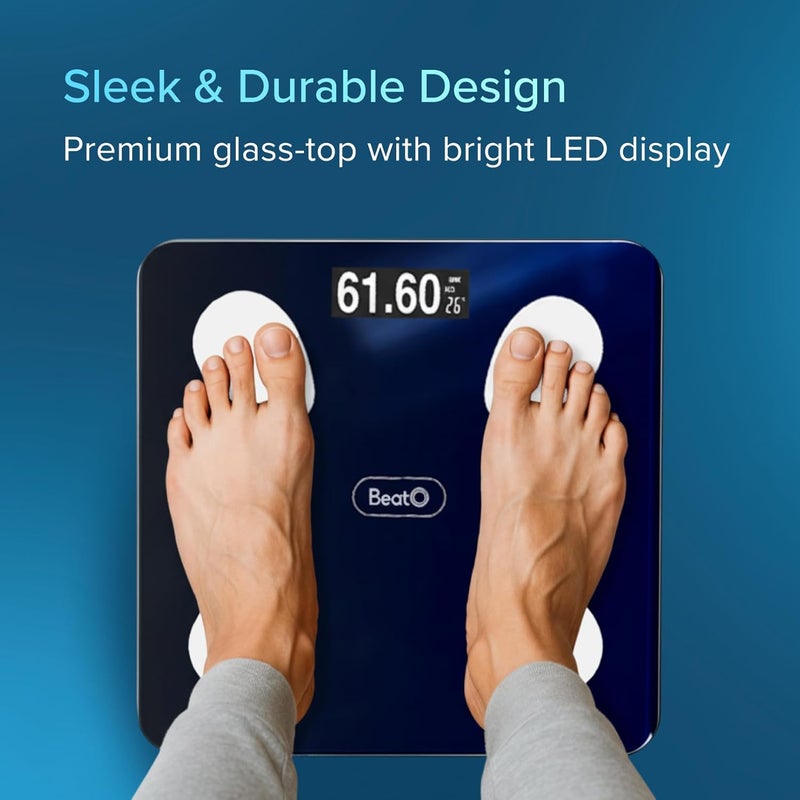 Beato FitScale by Smart Weight Machine | 4 Electrodes | 18 Advanced Body Metrics | Full Composition Analysis | Bluetooth | Android and IOS Compatible - Image 5