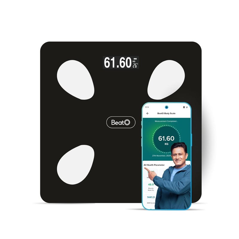 Beato FitScale by Smart Weight Machine | 4 Electrodes | 18 Advanced Body Metrics | Full Composition Analysis | Bluetooth | Android and IOS Compatible - Image 1