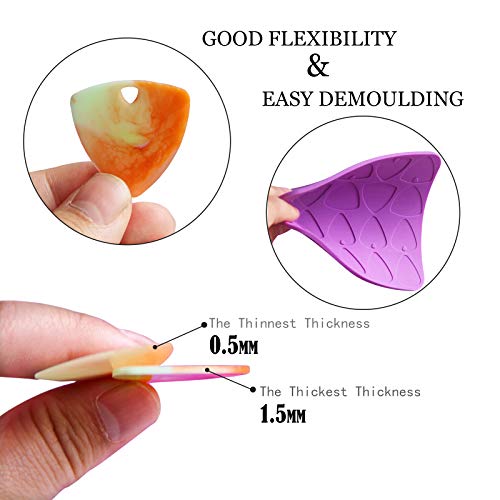 ZAKVOOR 2 Pack Guitar Picks Epoxy Resin Molds Guitar Plectrums Silicone Casting Mold Jewelry Making Molds for DIY Guitar Thumb Finger Picks Keychain Pendant - Image 3