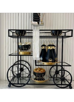 Metal Food Serving Trolley Multi Purpose Kitchen Storage Rack and Utility Cart Elegant and Functional Rolling Cart For Tea Service and Display