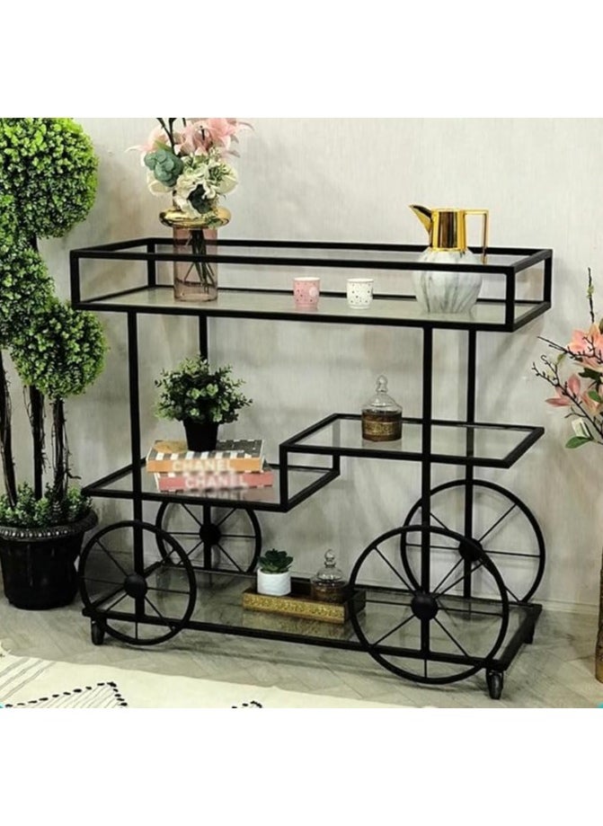 LINGWEI - Metal Food Serving Trolley Multi Purpose Kitchen Storage Rack and Utility Cart Elegant and Functional Rolling Cart For Tea Service and Display - Image 1