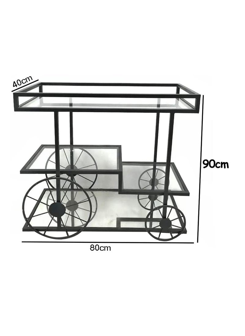 LINGWEI - Metal Food Serving Trolley Multi Purpose Kitchen Storage Rack and Utility Cart Elegant and Functional Rolling Cart For Tea Service and Display - Image 1