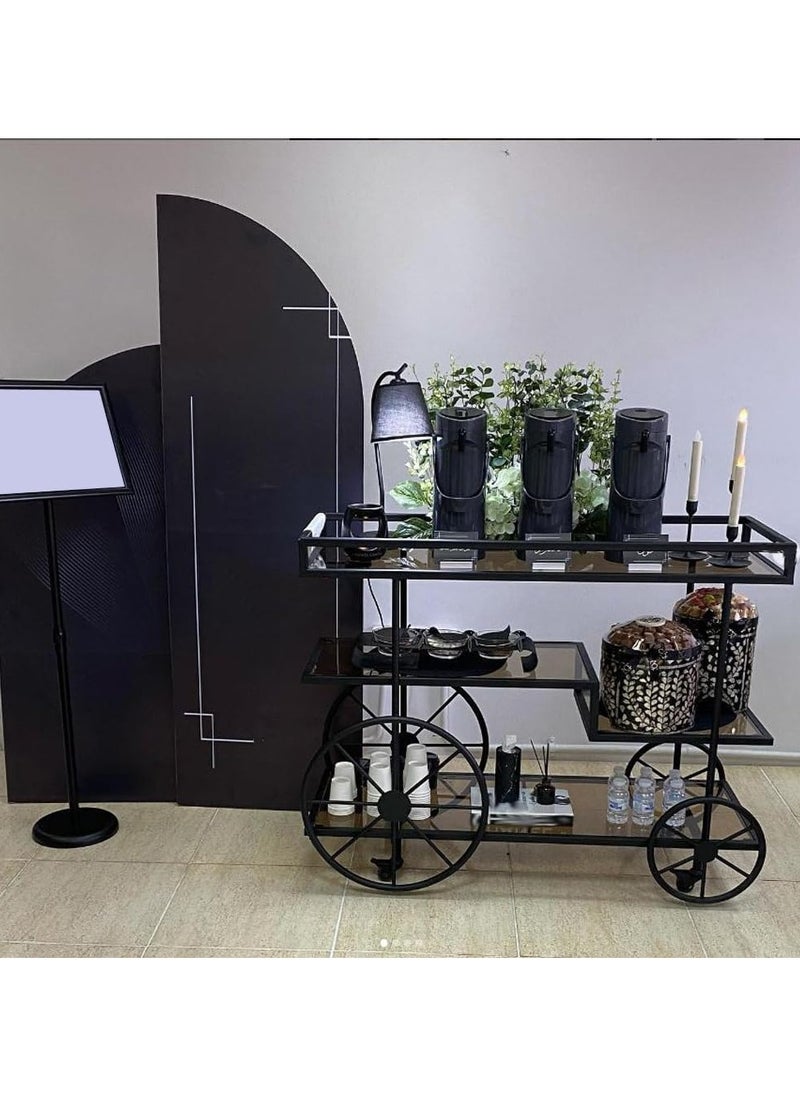 LINGWEI - Metal Food Serving Trolley Multi Purpose Kitchen Storage Rack and Utility Cart Elegant and Functional Rolling Cart For Tea Service and Display - Image 1