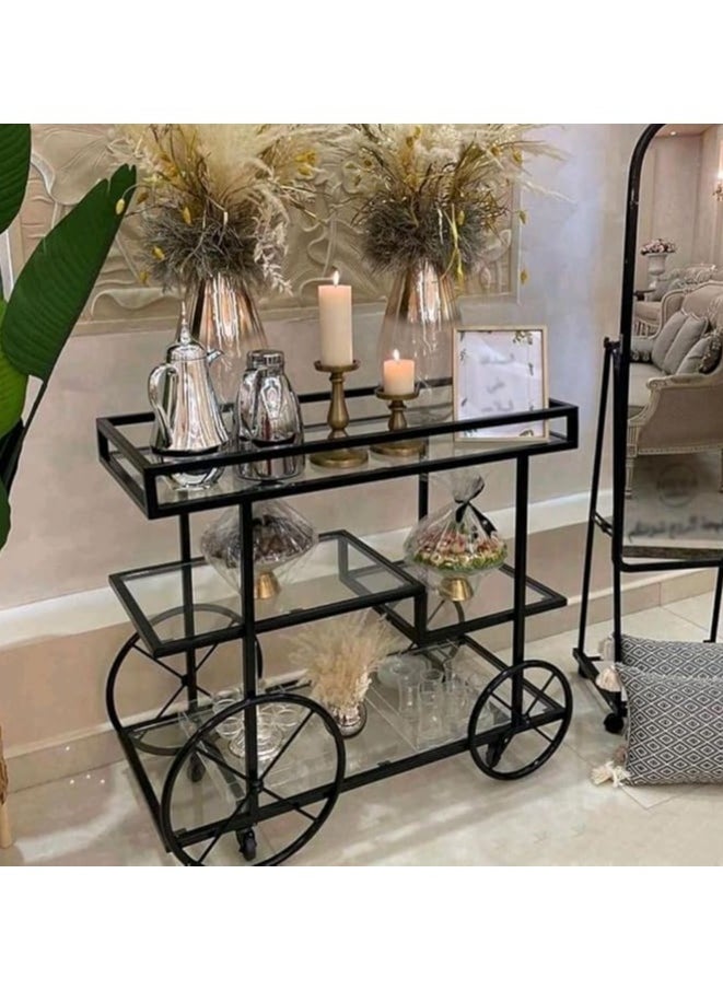LINGWEI - Metal Food Serving Trolley Multi Purpose Kitchen Storage Rack and Utility Cart Elegant and Functional Rolling Cart For Tea Service and Display - Image 1