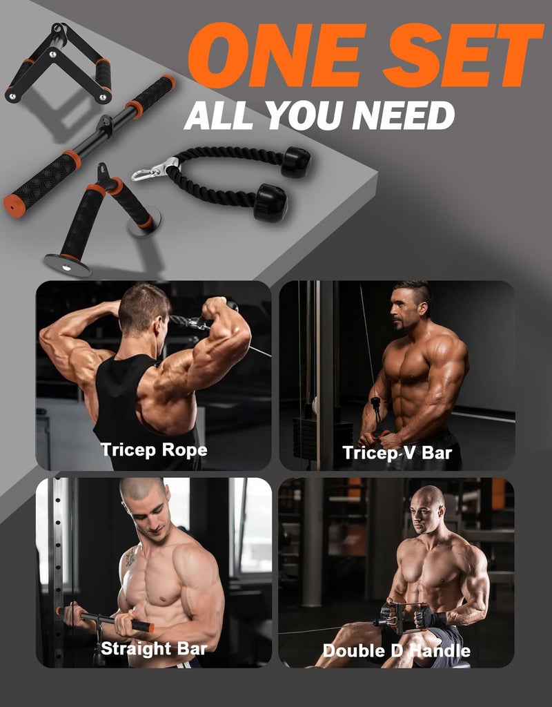 Fitarc مجموعة ملحقات آلة الكابل فيتارك للصالات الرياضية والتمارين المنزلية، ملحقات سحب الظهر مع مقابض غير قابلة للانزلاق، برتقالي - Image 3