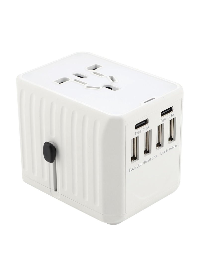 Generic - Universal Travel Adapter Plug, Multi-Functional Charger with 4 USB and 2 Type-C Ports, Worldwide Power Socket with Multiple Country Adapters for International Travelers - Image 1