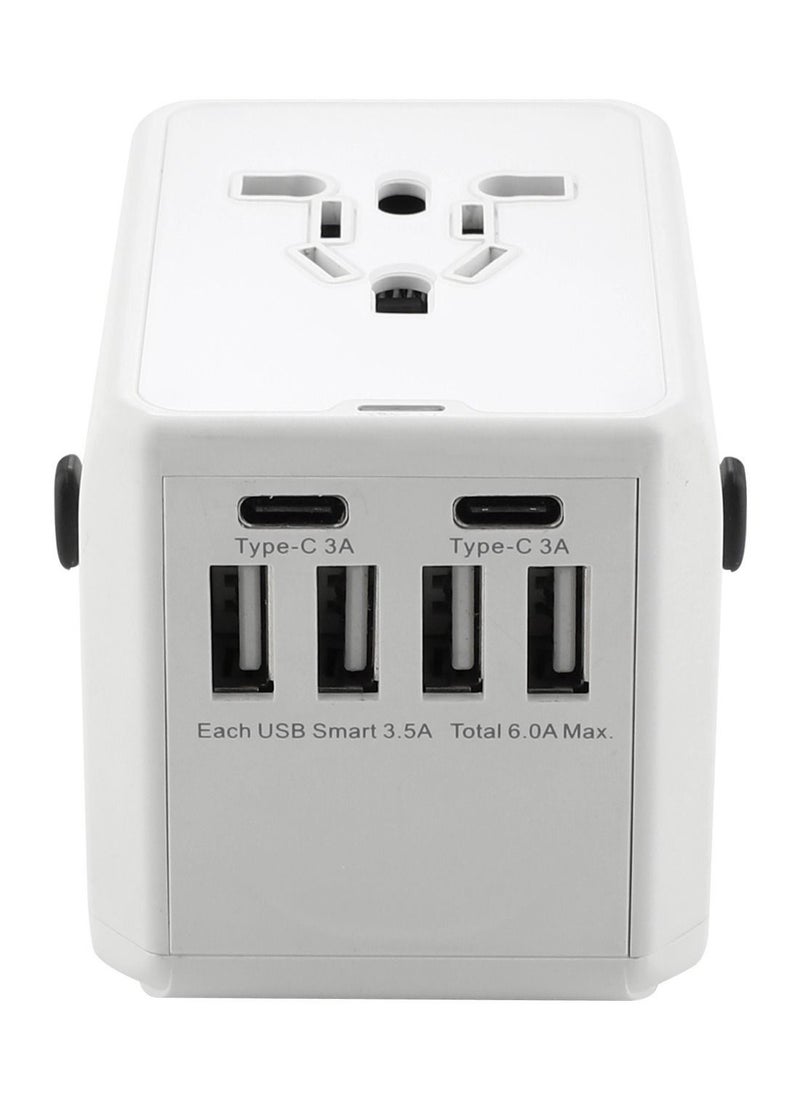 Generic - Universal Travel Adapter Plug, Multi-Functional Charger with 4 USB and 2 Type-C Ports, Worldwide Power Socket with Multiple Country Adapters for International Travelers - Image 1