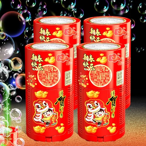 Ivtivfu Bubble Machine 4PCS 20 Holes with LED Lights Automatic Bubble Blower Toys Portable Bubbles Maker for Wedding Christmas Chinese New Years Party Decorations Kids Birthday Gifts Balloons Banner - Image 1
