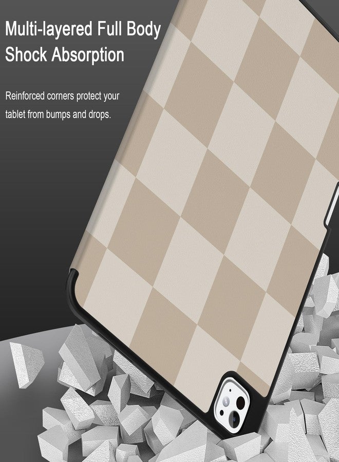 DONGKE جراب دونغكي لجهاز آيباد برو 11 بوصة (M5 2025 / M4 2024، الجيل السادس والخامس) - [حامل قلم مدمج] غطاء ثلاثي الطي فائق النحافة من جلد البولي يوريثان مع ظهر من مادة TPU الناعمة، خاصية التشغيل/الإيقاف التلقائي، تصميم رقعة الشطرنج - Image 3