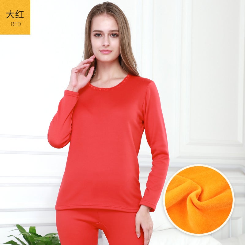 Gold Velvet Thermal Underwear Couple Set Female Red  - Image 1