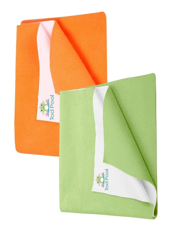 Tod Pool Reversible Baby Fleece Blanket - Ultra Soft, Warm & Lightweight Double Layer Blanket for Newborns & Toddlers - Cozy Swaddle Wrap for Boys & Girls - 2-Pack (Peach, Light Green, Medium)