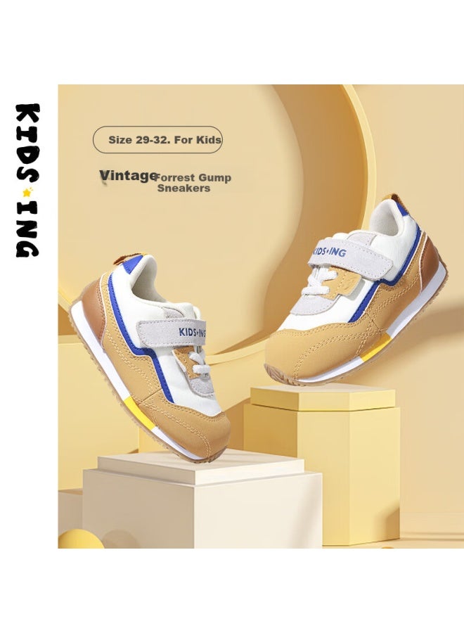 Kids.ing Children's Retro Sneakers, Boys' Soft-soled Girls' Baby Running Shoes, Sports Casual Shoes, Yellow, Size 26 - Image 1