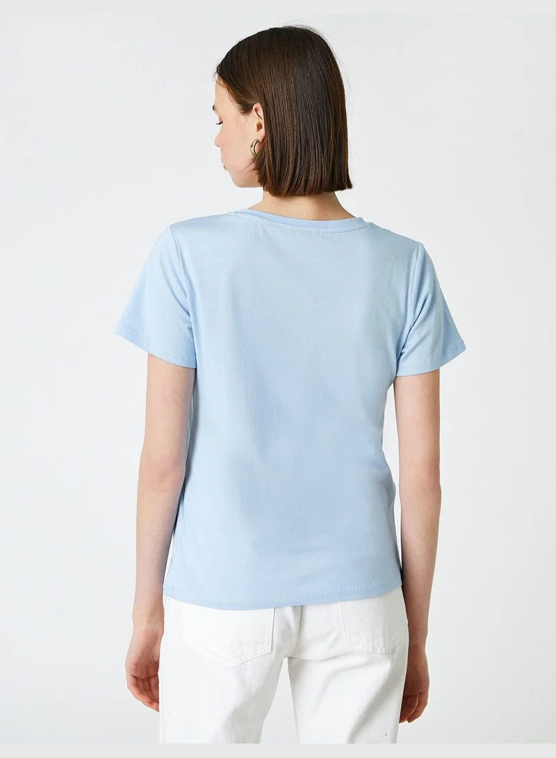 KOTON V Neck Short Sleeve Basic T-Shirt