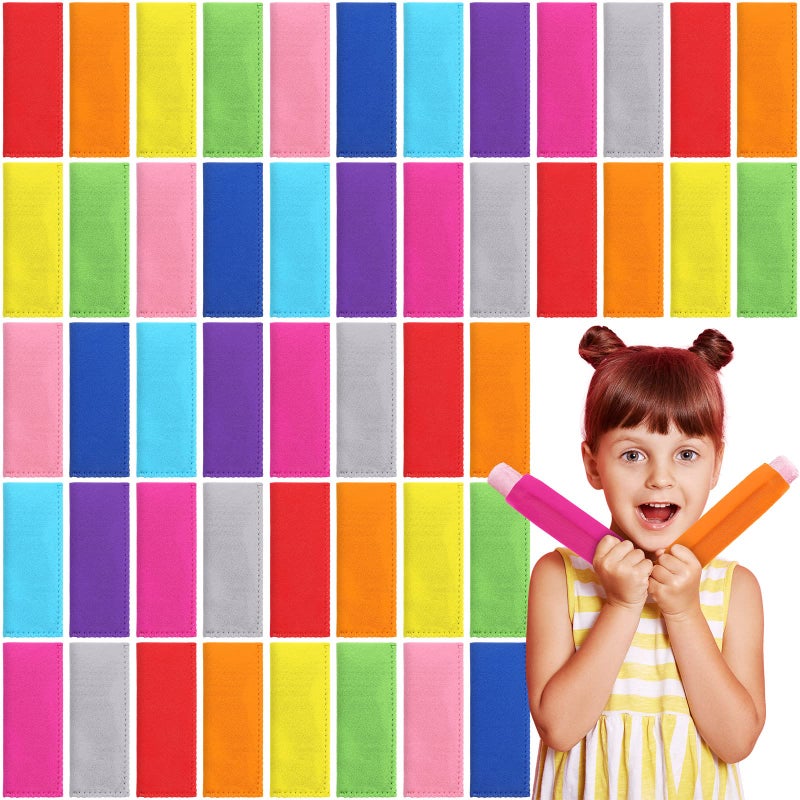 Yinder 60 Pack Reusable Ice Stick Sleeves Holders Freezer Pop Bags Neoprene Insulator Sleeve Anti freezing Protective Cover for Ice Stick Molds Kids Party Drink Can DIY Iron on Name 10 Colors