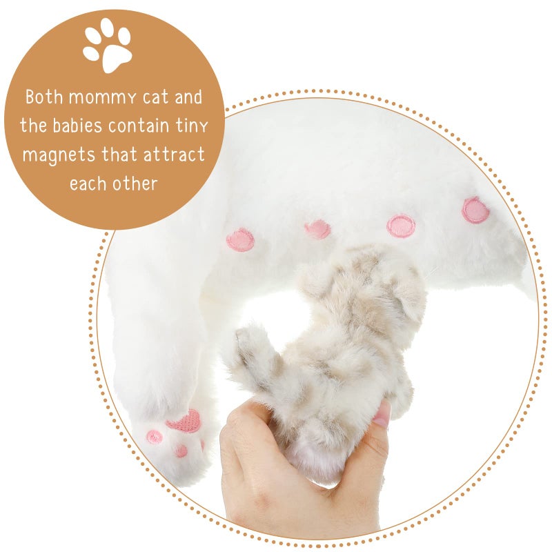 Skylety Nurturing Cat Stuffed Animal with 4 Plush Kittens, Cat Baby Stuffed for Girls and Boys Plushy Mommy Kitty with Baby Kittens for Birthday Party Favors Gifts(Lovely Style) - Image 3