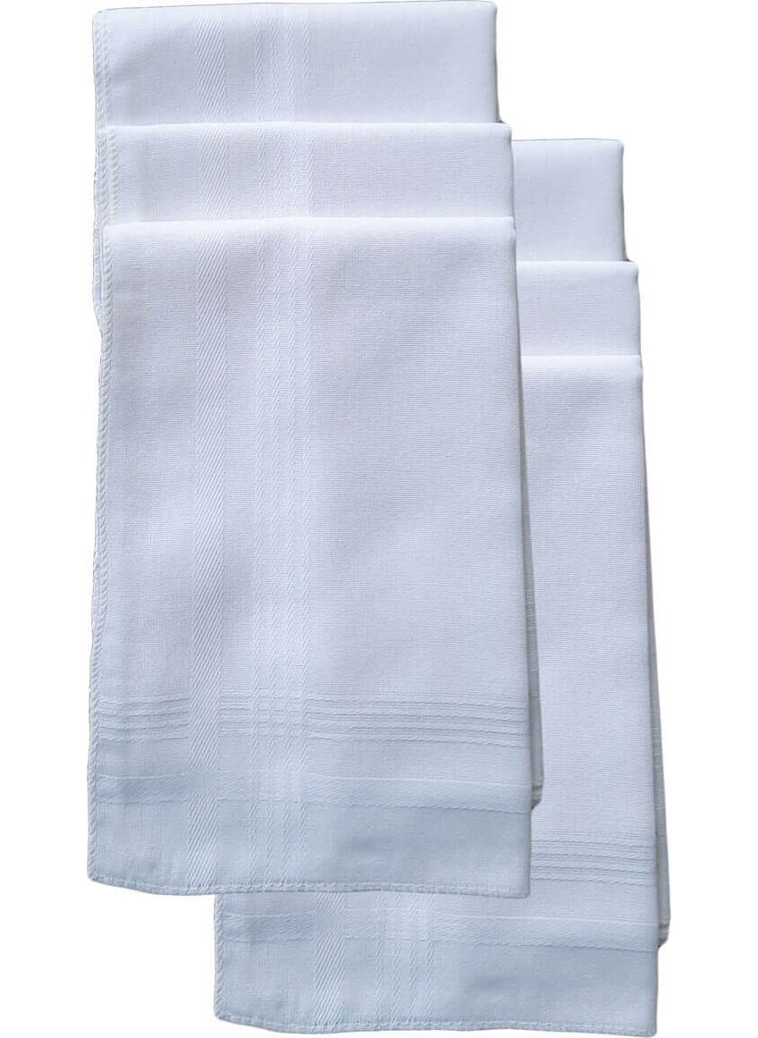 Hepsine Rakip Rival to All 6 Pack Hand Pocket Collar Fabric Handkerchief 36X36 cm 100% Cotton Tm White  - Image 2