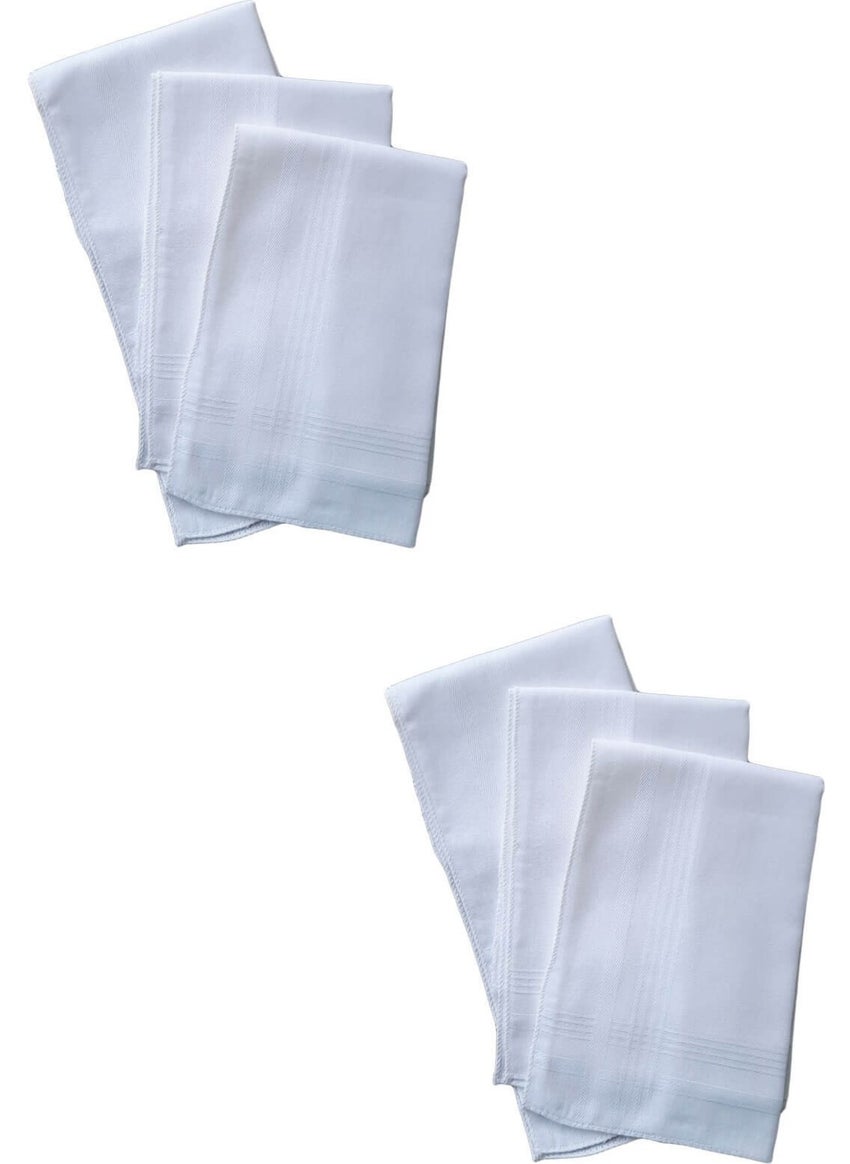 Hepsine Rakip Rival to All 6 Pack Hand Pocket Collar Fabric Handkerchief 36X36 cm 100% Cotton Tm White  - Image 1