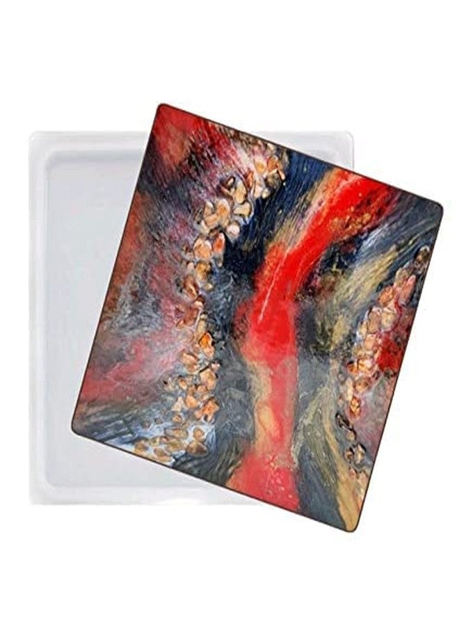 Ditya Crafts Silicone Resin Square Tray 6 inches Plain Edges Epoxy Mold for Tray Resin Casting Plater for Making Faux Tray (6 Inches) - Image 1