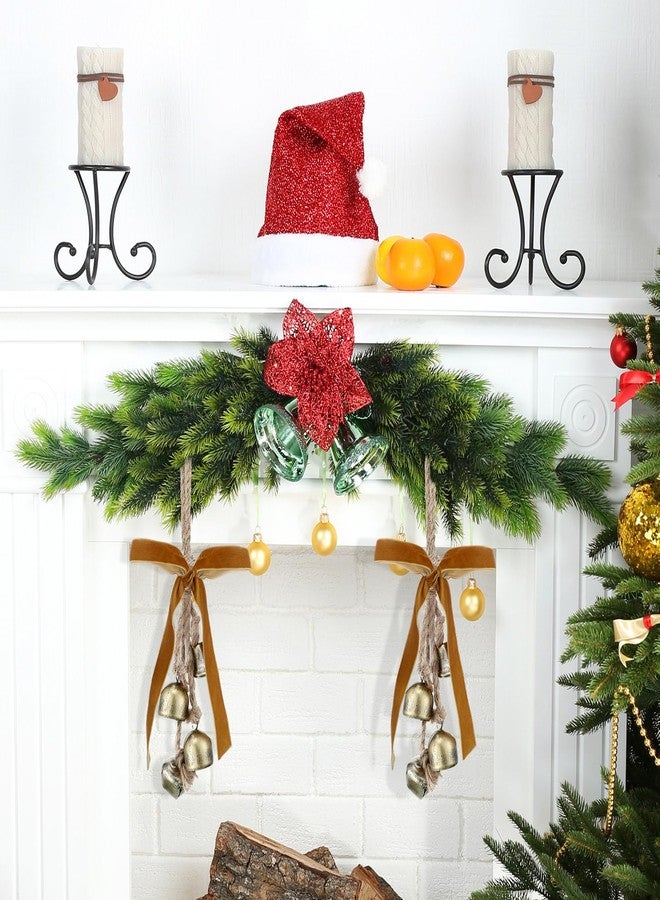 Lukmaa 2 Pcs Rustic Christmas Bells with Neutral Velvet Ribbon Bows Christmas Metal Bells Hanging Ornament Xmas Tree Wall Door Wreath Decoration for Rustic Farmhouse Holiday Decoration - Image 3
