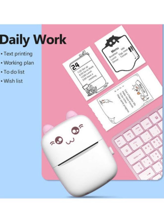ACLIX Mini Portable No-Ink Thermal Printer Pink/White - Image 2