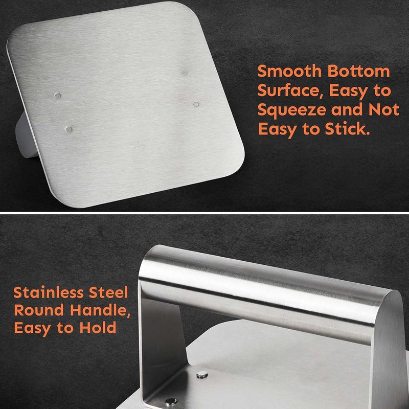 GION BBQ Burger Smash for Perfectly Cooked Hamburgers and Juicy Burgers Kitchen Stainless Steel Hamburger Press 1Pcs - Image 3
