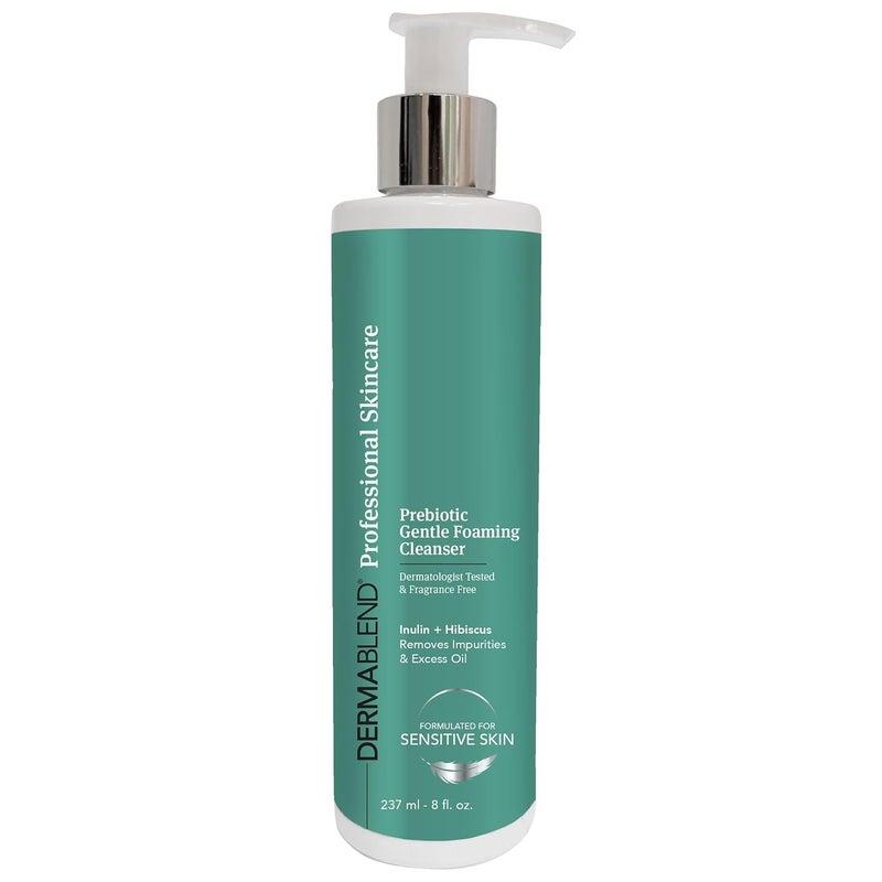 Dermablend Prebiotic Gentle Foaming Cleanser - 8 fl oz, Light Foam Cleanser Removes Makeup & Impurities, Prebiotic Inulin, Probiotics, & Hyaluronic Acid, Ideal for Sensitive Skin, Fragrance-Free