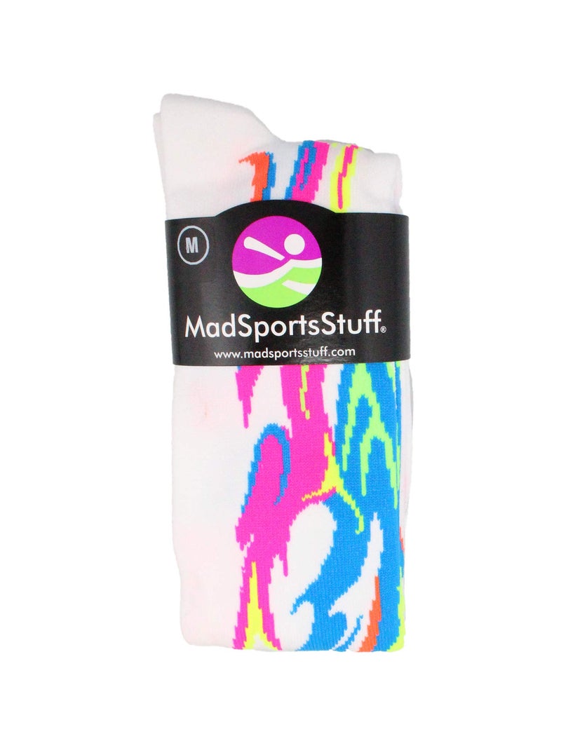 MadSportsStuff Flame Over The Calf Socks (Multi-Neon/White, Medium) - Image 2