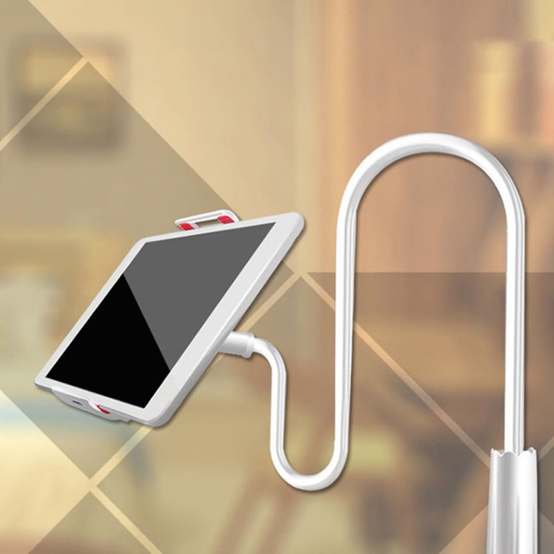 حامل هاتف وجهاز لوحي من نوع Healifty Gooseneck، قابل للتعديل، أبيض اللون، للاستخدام على المكتب، حامل مرن متوافق مع iPad والهواتف الذكية، قاعدة دعم ثابتة للأجهزة المحمولة - Image 4