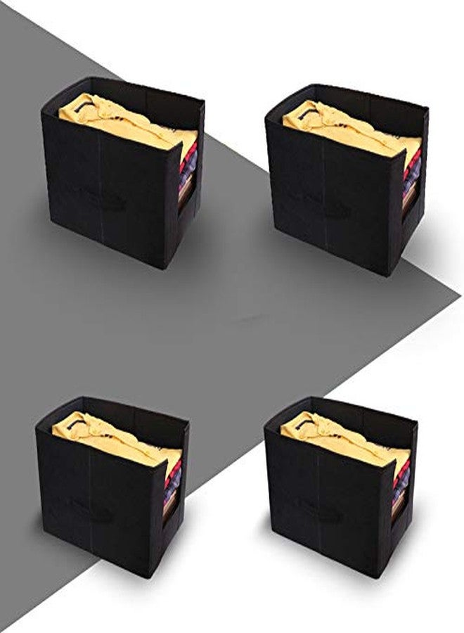 MBW Organizer, Wardrobe organiser, Clothes organiser, Wardrobe organizer for clothes, Cupboard organizer for clothes, Organiser, Shirt Stacker, Pack of 4, Black - Image 1