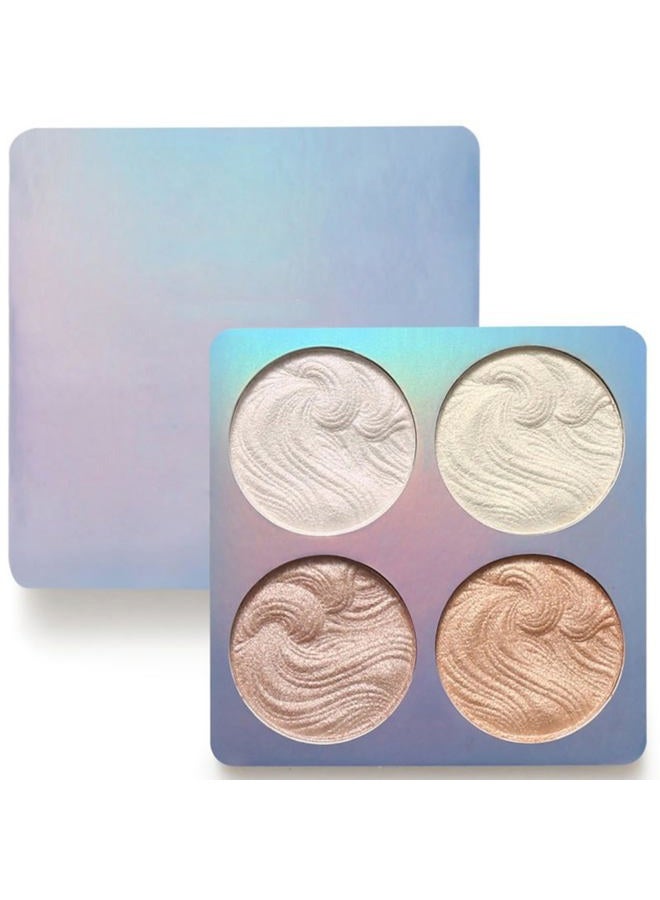 lucoss Highlighter Makeup Palette, Illuminator Powder Palette White Highlighter Baked Waterproof Long Lasting Brilliant Lighten Skin Color Face Contour Powder Makeup for Body and face - Image 1