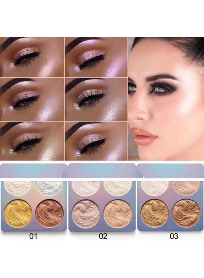 lucoss Highlighter Makeup Palette, Illuminator Powder Palette White Highlighter Baked Waterproof Long Lasting Brilliant Lighten Skin Color Face Contour Powder Makeup for Body and face - Image 5