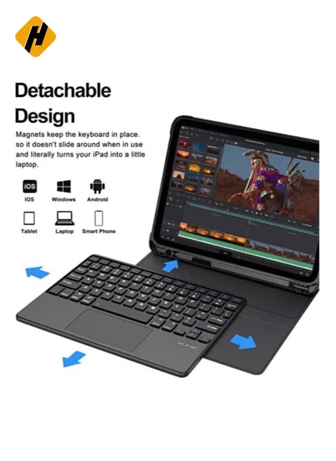 HuHa - Ultimate 10.9-inch iPad 10th Gen Case: Features Wireless Detachable Keyboard with Multi-Touch Trackpad and Smart Protective Folio - Image 1