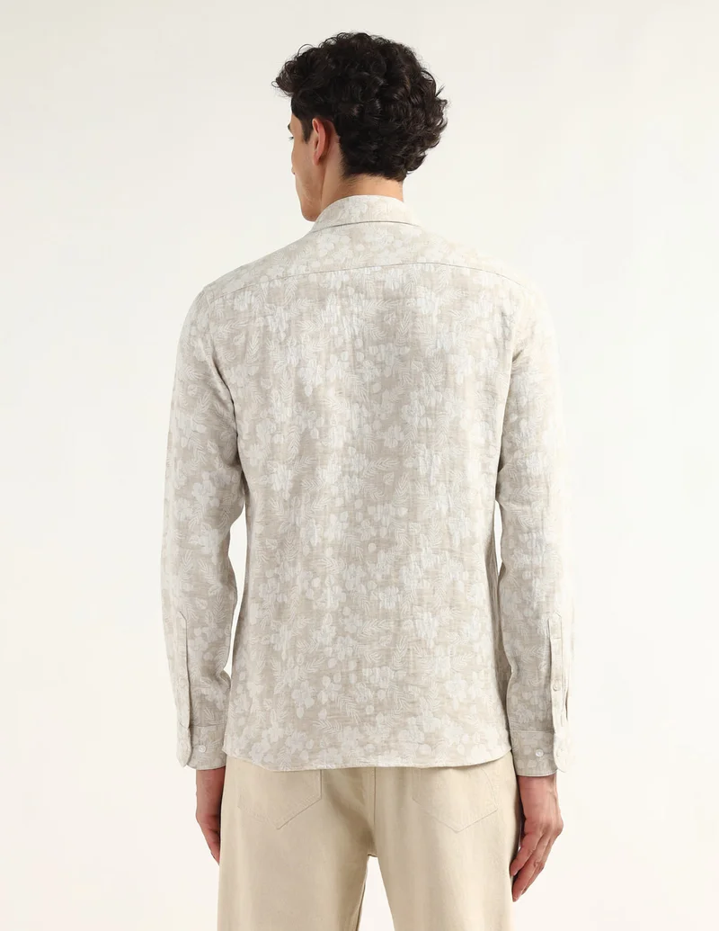 Arrow Beige Tailored Fit Printed Shirt for Men | Best Price UAE