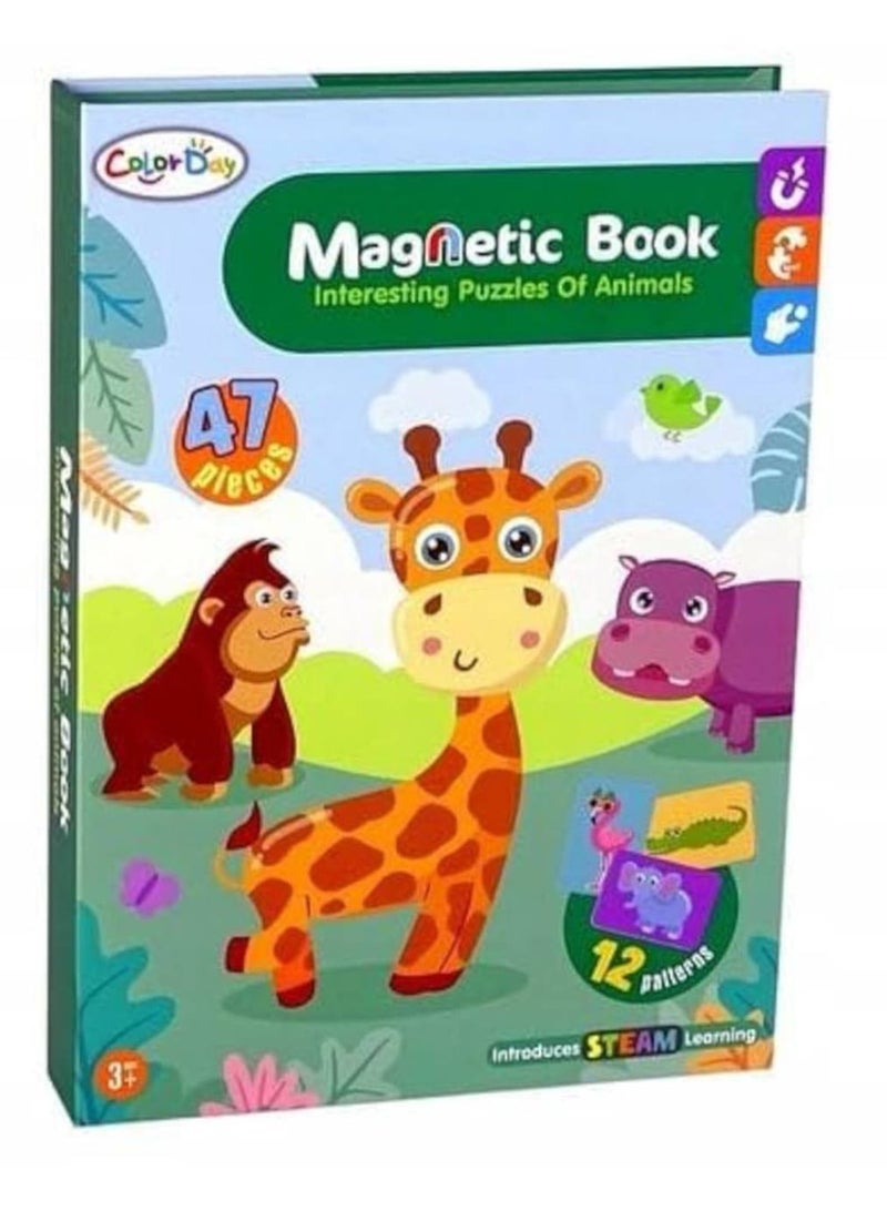 Magnetic Book for Kids, 47 Pieces, 12 Animals, Magnetic Building Toys, for Kids from 3 Years Old - Image 2