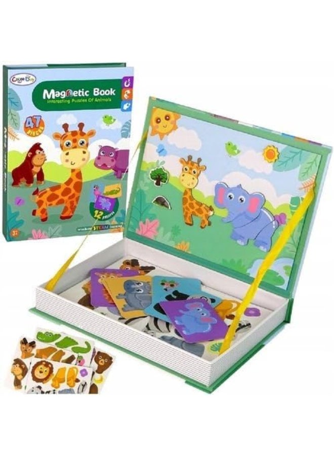 Magnetic Book for Kids, 47 Pieces, 12 Animals, Magnetic Building Toys, for Kids from 3 Years Old - Image 4