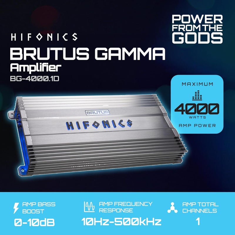 Hifonics BG-4000.1D Brutus Gamma Monoblock Super D Class 4000 Watt Car Audio Amplifier with Bass Remote - Image 2