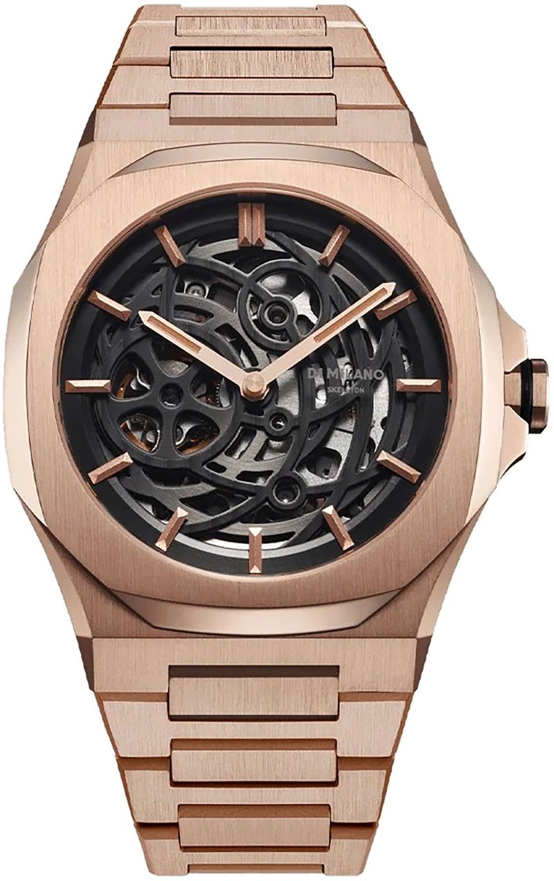 D1 Milano New Skeleton Men's Luxury Watch, Stainless Steel Case, Automatic Movement, Stainless Steel Strap, 50M Water Resistant Timepiece, Skeleton Dial, 2 Years Warranty - SKBJ12 - Image 1