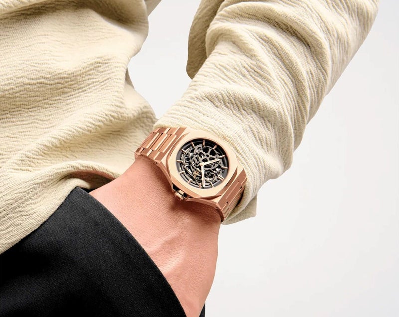 D1 Milano New Skeleton Men's Luxury Watch, Stainless Steel Case, Automatic Movement, Stainless Steel Strap, 50M Water Resistant Timepiece, Skeleton Dial, 2 Years Warranty - SKBJ12 - Image 2
