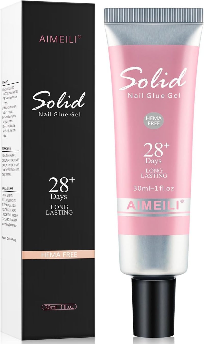 AIMEILI Solid Nail Glue Gel for Press On Nails, for Soft Gel Tips Strong Adhesive Rhinestone Glue Extension Fake Nails Lamp Curing Needed - Image 1
