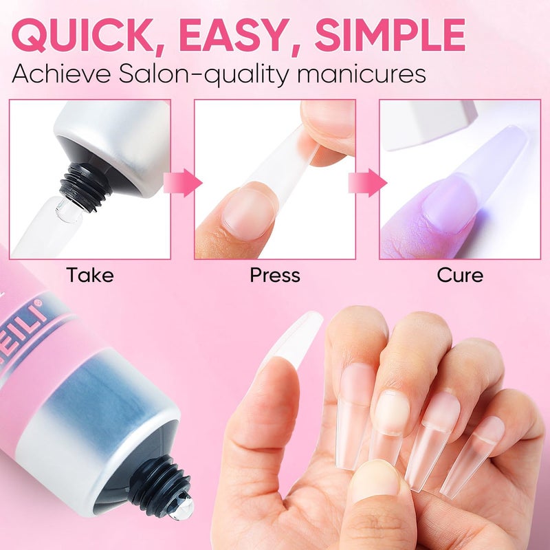 AIMEILI Solid Nail Glue Gel for Press On Nails, for Soft Gel Tips Strong Adhesive Rhinestone Glue Extension Fake Nails Lamp Curing Needed - Image 4