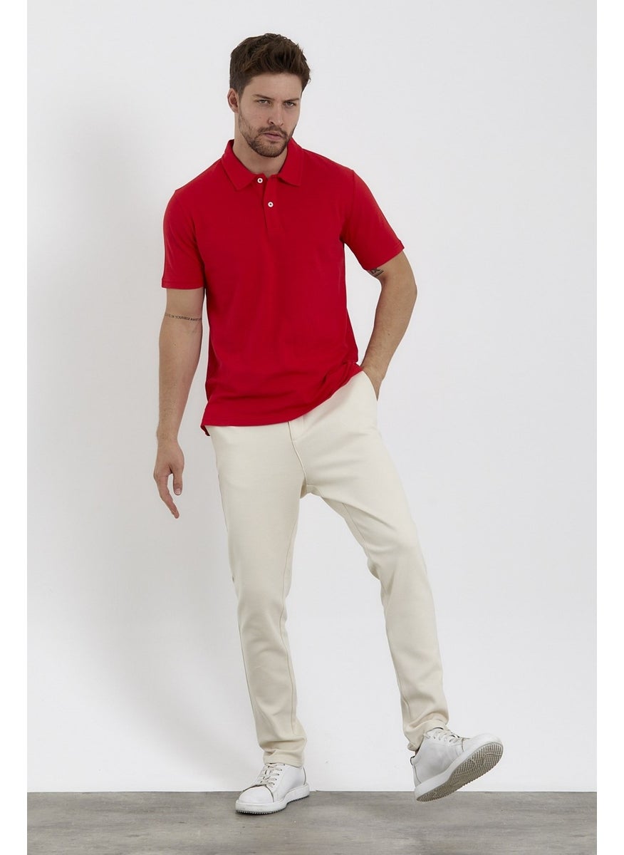 Odelon Men's Basic Polo Neck T-Shirt (Regular Fit) Red  - Image 5