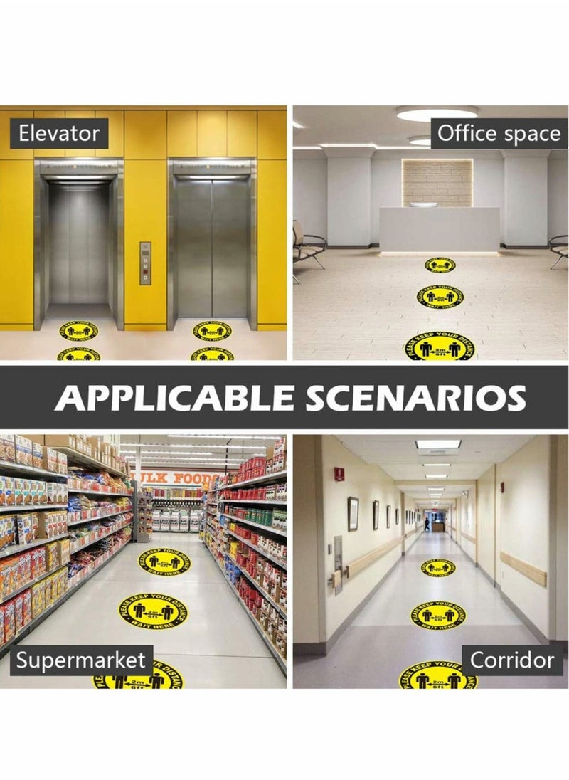 Social Distancing Floor Decal Stickers, 10 PCS Floor Stickers Commercial Grade Stay 6 Feet Apart Safety Sign Marker for Social Distancing While in Line, Safety Sign Coronavirus Decal  - Image 2
