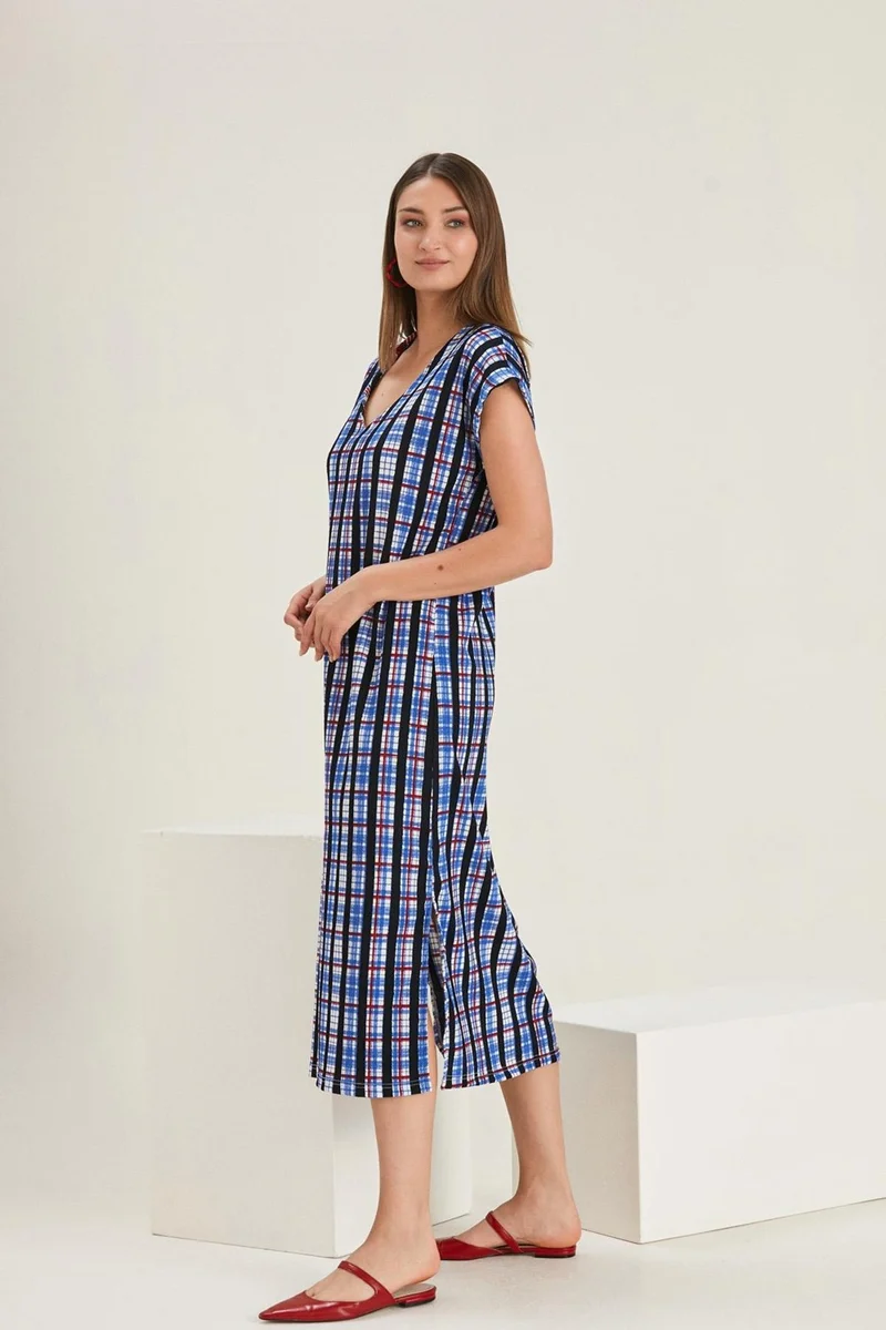 الكسندر جاردي Plaid V-Neck Dress