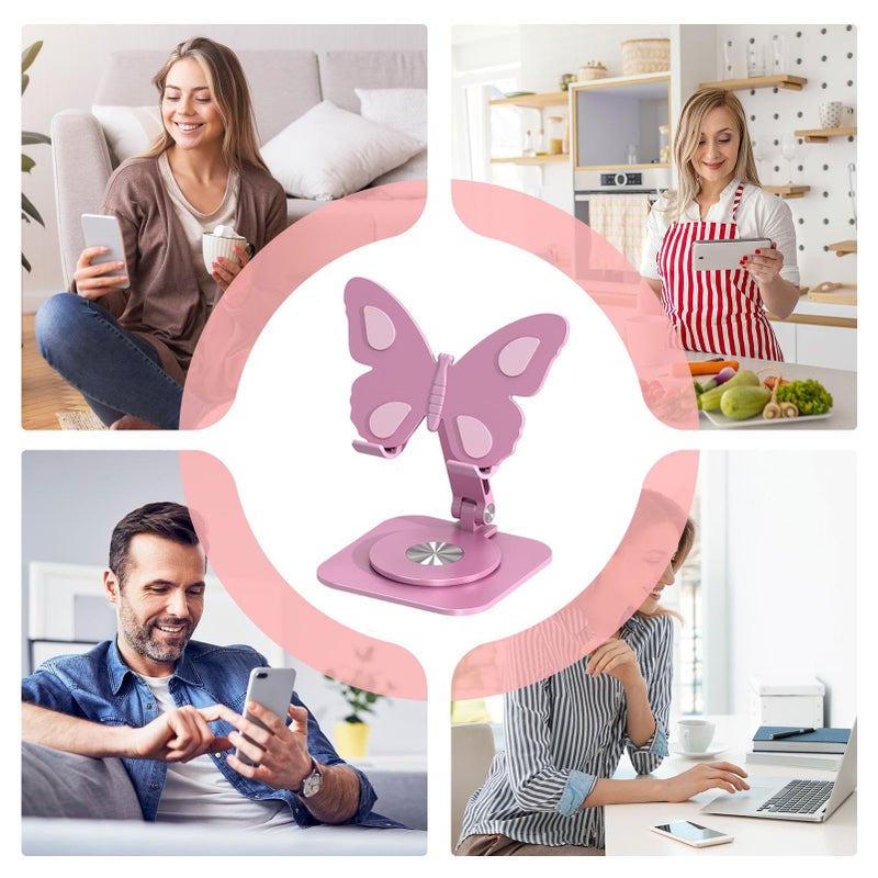 Pink Aluminum Alloy 360 Rotating Foldable Phone Stand For Desk Office Travel - Image 5
