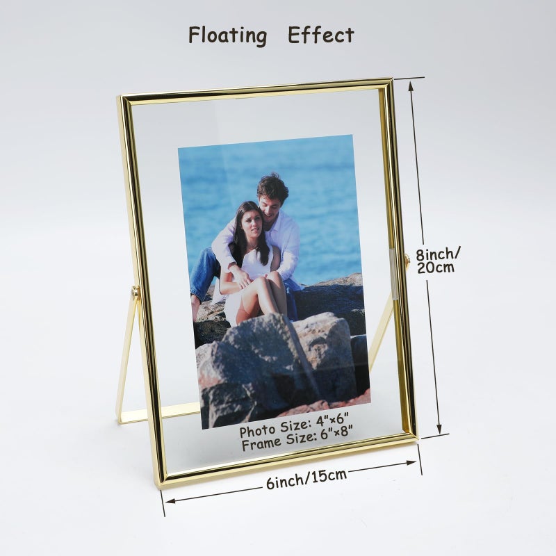 أهاجو Ahago Gold Floating Frame (6 "" x8 "" عمودي) للصورة 5x7 4x6 3x5 على الطاولة على الجرف صورة هدية راقية لمهرجان الزفاف أو المكتب د؟ - Image 2