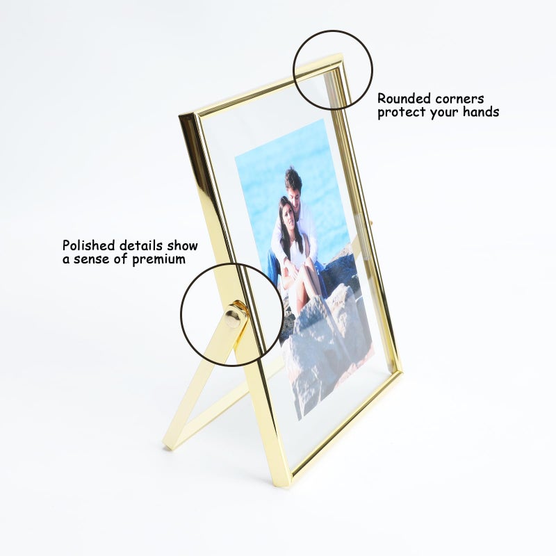 أهاجو Ahago Gold Floating Frame (6 "" x8 "" عمودي) للصورة 5x7 4x6 3x5 على الطاولة على الجرف صورة هدية راقية لمهرجان الزفاف أو المكتب د؟ - Image 3