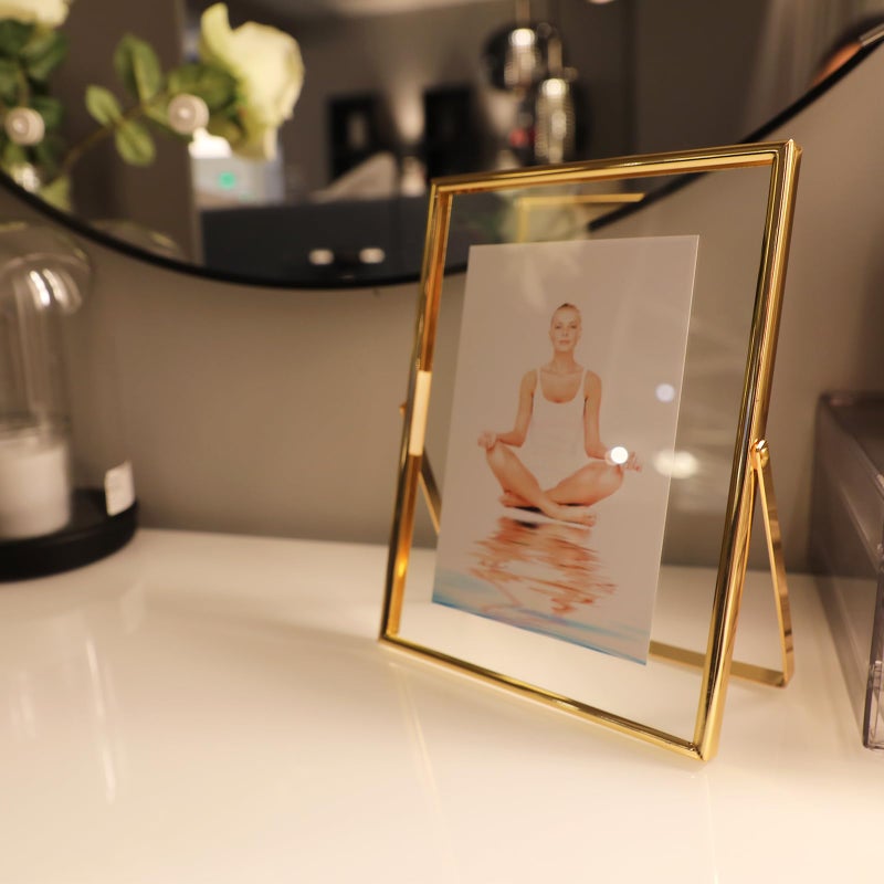 أهاجو Ahago Gold Floating Frame (6 "" x8 "" عمودي) للصورة 5x7 4x6 3x5 على الطاولة على الجرف صورة هدية راقية لمهرجان الزفاف أو المكتب د؟ - Image 4