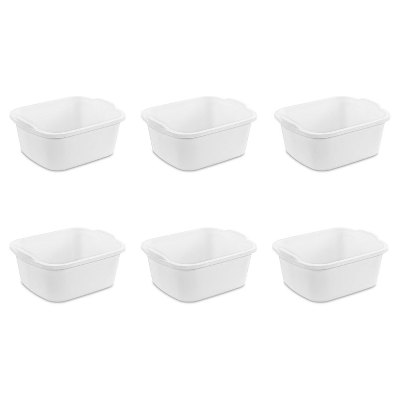 Sterilite Sterilite 18 Qt Dishpan Bin Ideal for Soaking and Cleaning Dirty Dishes in the Kitchen Sink White 6Pack