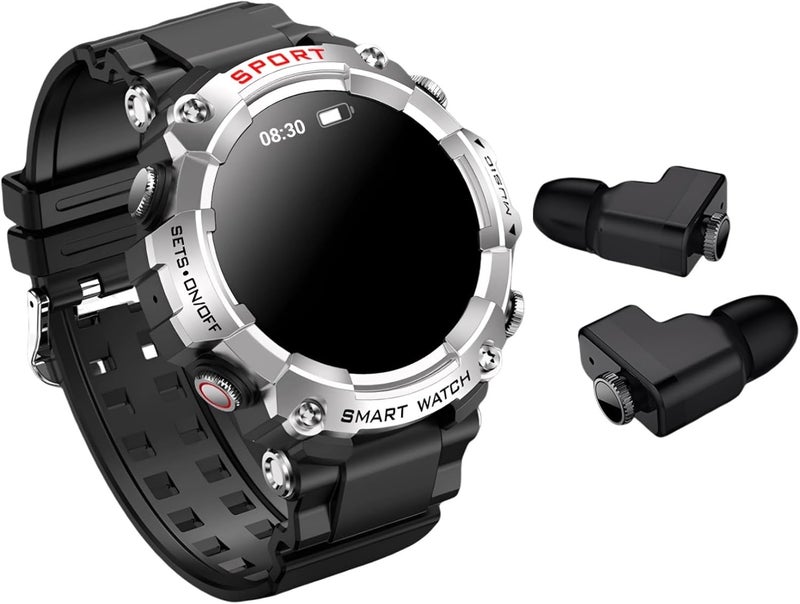 2 in 1 Smartwatch with Earbuds, 1.52 in Sports Watch for Men, Ai Voice, Answer Calls, Local Music, Ip67 Waterproof, Silver - Image 1